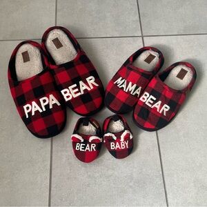 3 Sets of Family Matching Slippers Mama Papa Baby Bear Plaid Memory Foam